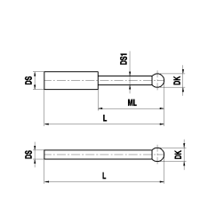 щуп для держателя, рубиновый шарик Ø1 мм, стержень из карбида вольфрама, L 16 мм, ML 5 мм, для систем ZEISS A-5555-0107